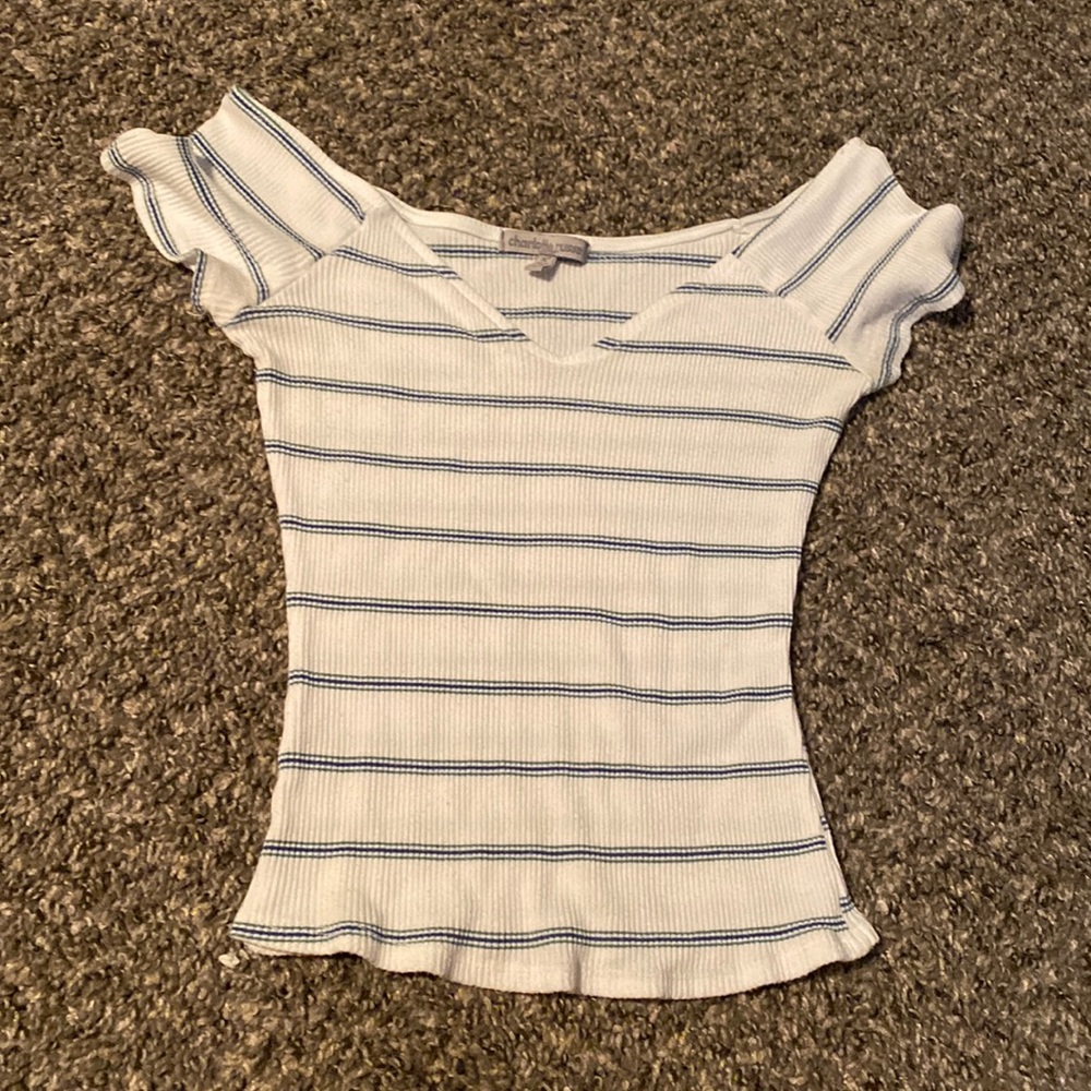 Off the shoulder cropped T-shirt